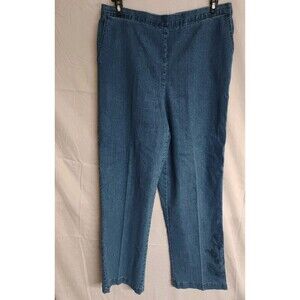 Alfred Dunner Women Blue Jeans Straight Leg Size 16 Embroidered